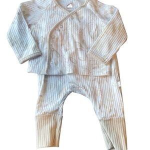Ribbed leaf print Baby Outfit with Snap Closure